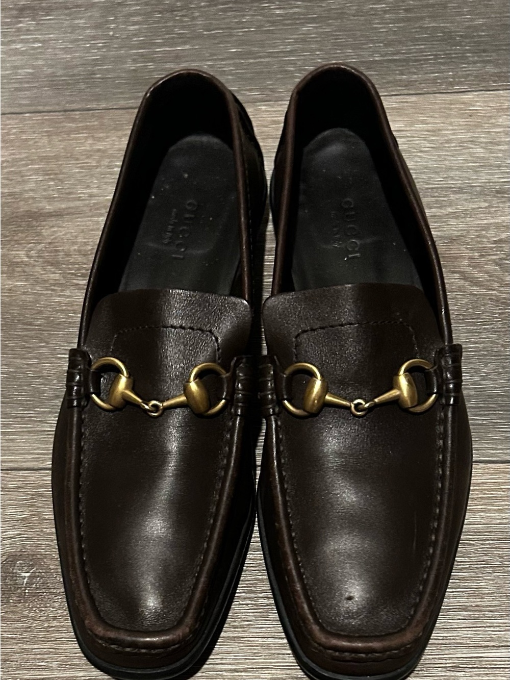Gucci Dark Brown Leather Horsebit Loafers with Gold Hardware - Picture 10 of 13